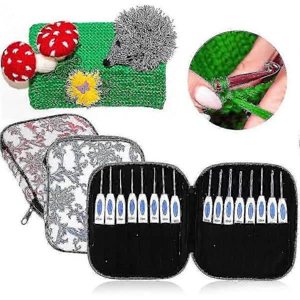 Clover Hæklenåle Sæt 16 stk med Bærbart Etui til DIY Håndstrikkekunst for Elskere (blå) Blå