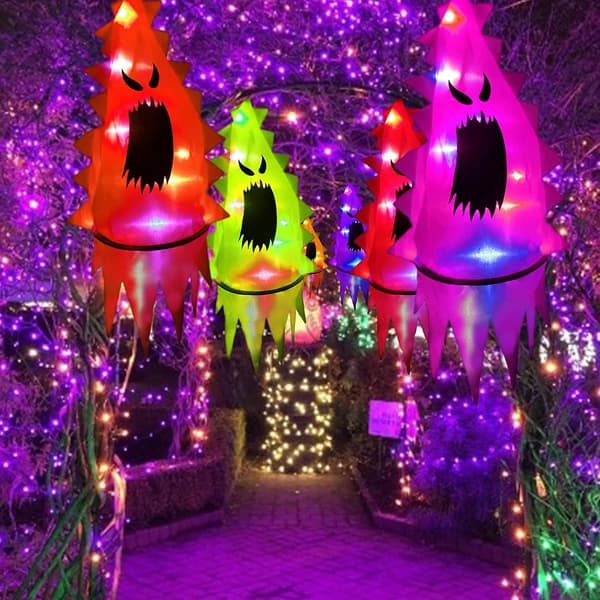 Halloween Witch Hat Lights - LED Illuminated Decorations for Garden Trees | Outdoor Hanging Decoration