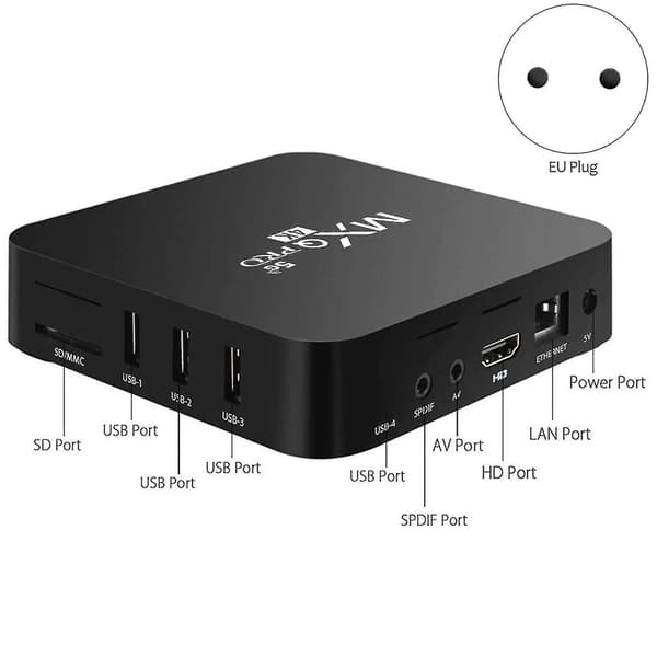 Android TV-boks, 4K HDR Streaming Media Player, 4 GB RAM 32 GB ROM Allwinner H3 -kjerne Smart TV-boks E