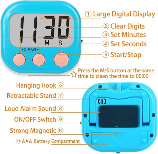 Klasseromstimer for lærere og barn, stor magnetisk digital timer 2
