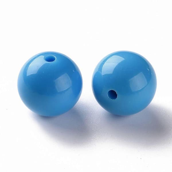 Opaque Acrylic Beads Round Deep Sky Blue 20x19mm Hole: 3mm 111pcs/500g
