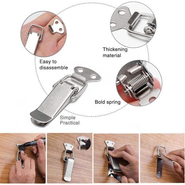 Stainless Steel Toggle Latch with Screws, 56mm Hasp Latch, Spring Loaded Buckle, Clamp, Box Closure, Toolbox Protector