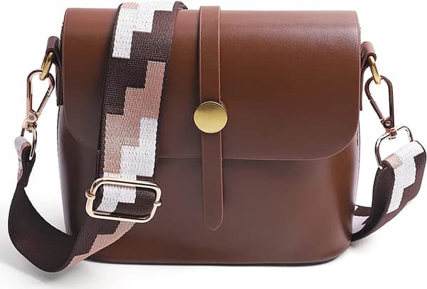 Axelrem, färgglad väskrem, justerbar längd 75-135 cm för axelväska, tygväskor (guldspänne, beige & brun)