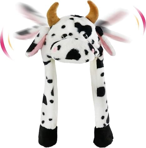 Plush Animal Hat with Moving Ears, Bouncing Hat, Fun Interactive Hat, c