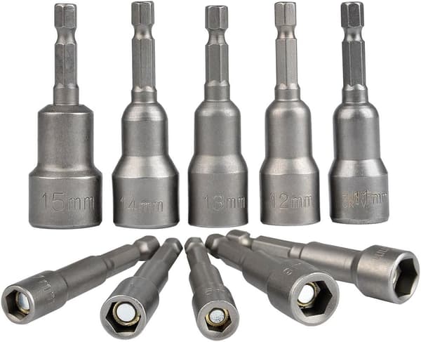 Magnetic Hex Socket 10-piece Impact Screwdriver Socket 6-15mm