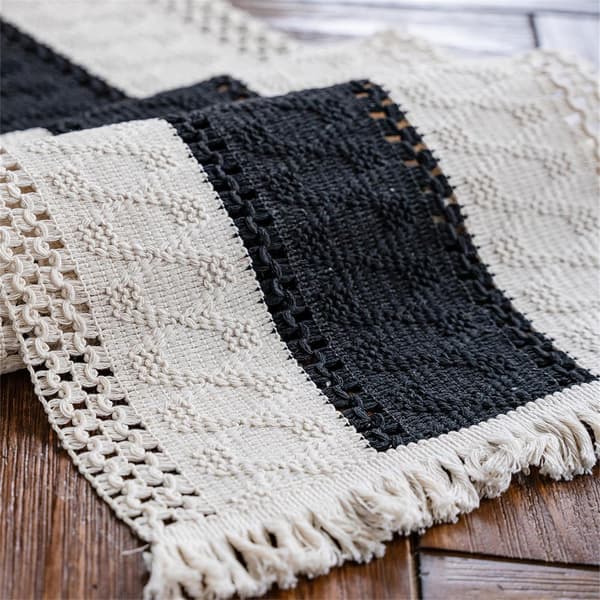 Reusable and Durable Farmhouse Bohemian Table Runner, Woven Cotton Linen for Rustic Table Runner