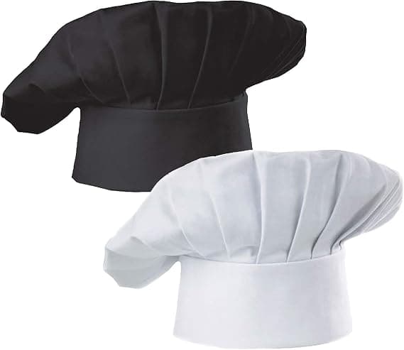 Kokkehattsett med 2-pakning, justerbar elastisk bakerkokkehatt for voksne