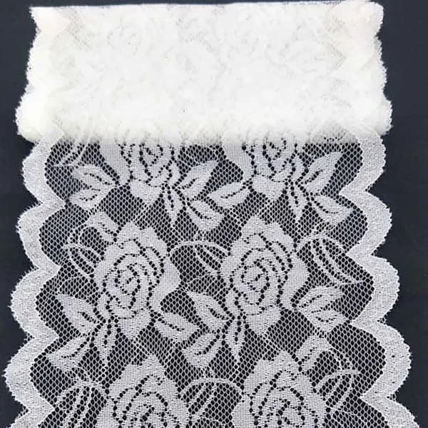 Rosebrodert blondebånd stretch blondestoff DIY syhåndverk
