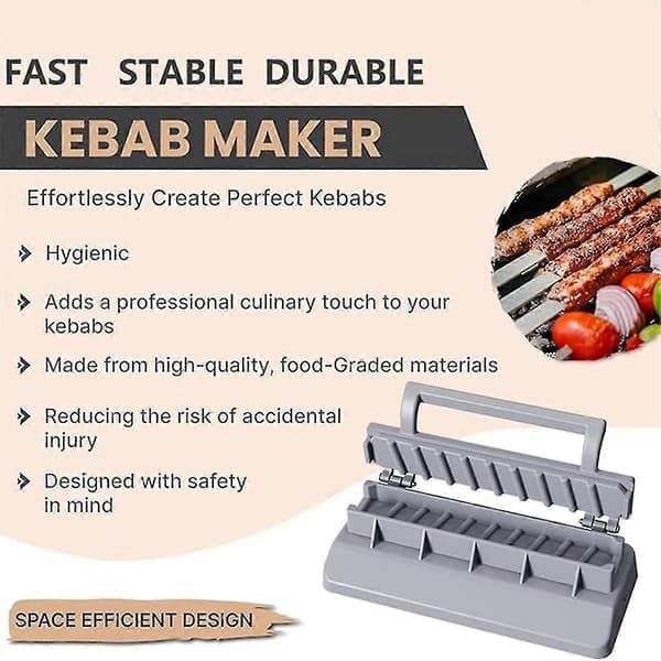 Stor Kebab Maker Press, Grå Plast Kabab, Manuel Kabob Form, Kabob Maker Grillspyd