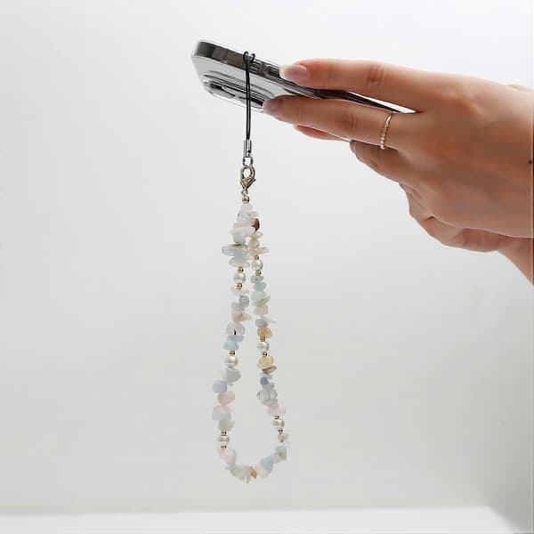 Phone Chain Wrist Strap with Natural Gemstone Charms - Mobile Lanyard Be