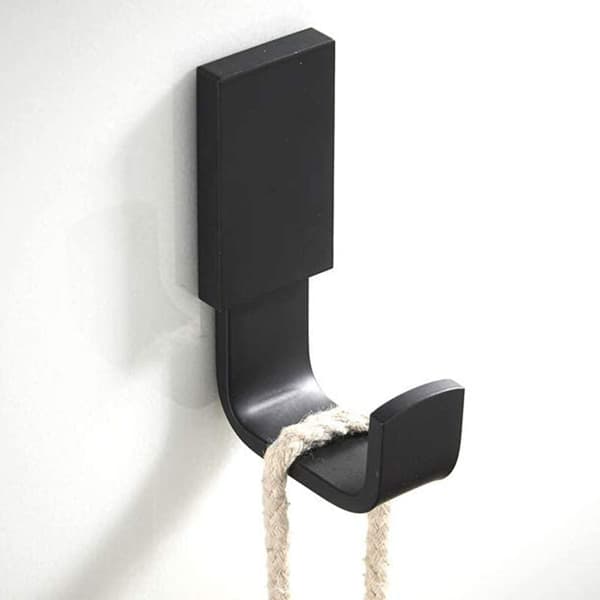 Brass Bathroom Towel Hanger, Modern Style Clothes Hook, Matte Black Wall Mounted Towel Bar - 2 Pack