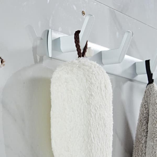 Bathroom Hook Hanger Towel Hanger Door Hanging Behind Hanger Hook Triple Hook-White