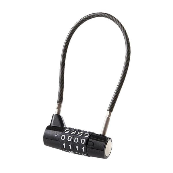 Cable Lock Robust 4-Digit Combination Padlock for Toolbox Shed Hasp Storage [DB] Black Black 17.5cm Cable