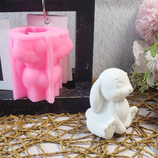 Silikoneform 3D Kaniner Lysforme Støbeforme Lysfremstillingsforme