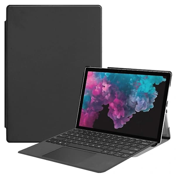 Custer Tekstur Lærveske for Microsoft Surface Pro 7 Svart