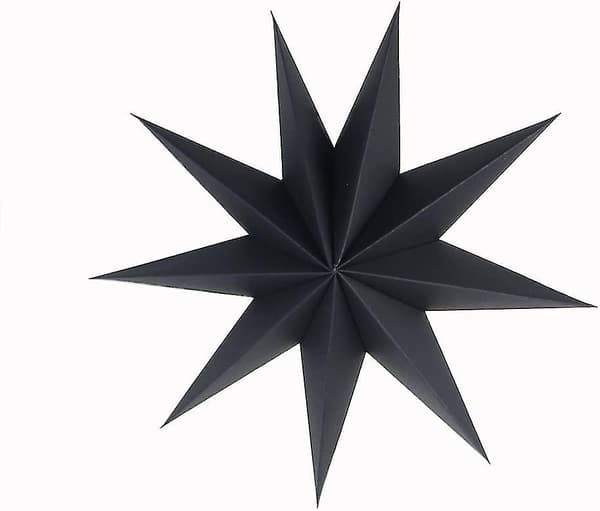 Paper Star Lanterns, 9-Pointed, Party Decorations, 30 cm (Black), 3 Pieces
