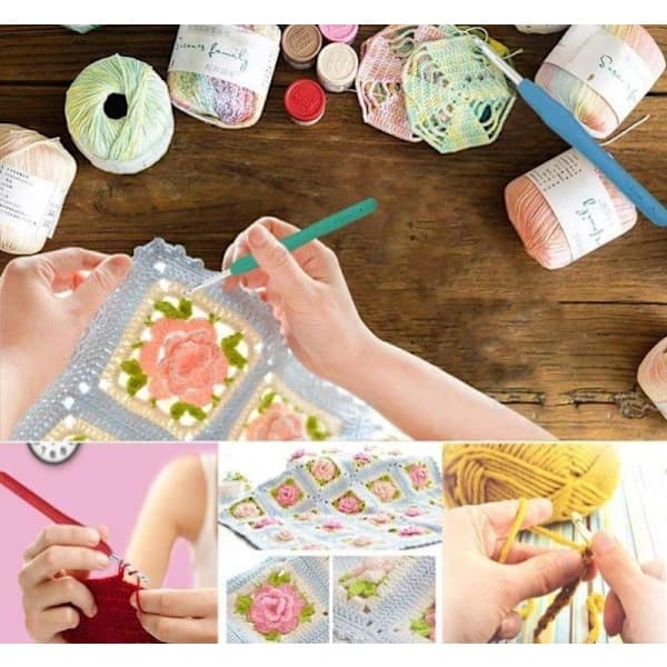 Crochet Hook Set Colorful Soft Handle Aluminum Crochet Hooks Combination DIY Wool Knitting Needles Crochet Hook Set