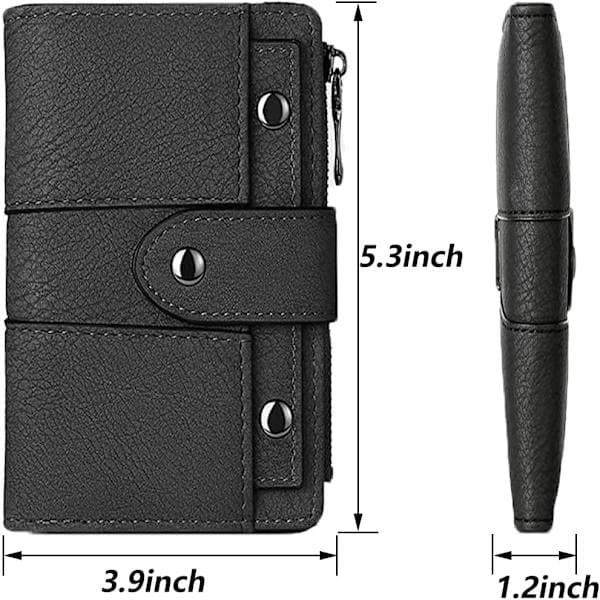 Small Leather Wallet for Women, RFID Protected Mini Wallet with ID Window Card Retro Matte 30% Small Wallet Black