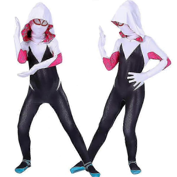 Spider-Gwen Cosplay Jumpsuit-kostume til piger 4-10 år med maske