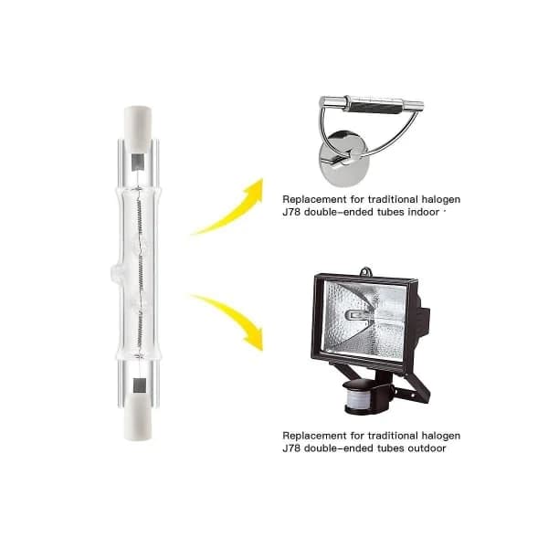 5-pack R7s 118mm 300w 220v, R7s Halogen Linear Lamp, Dimmable Halogen Bulb for Construction Site
