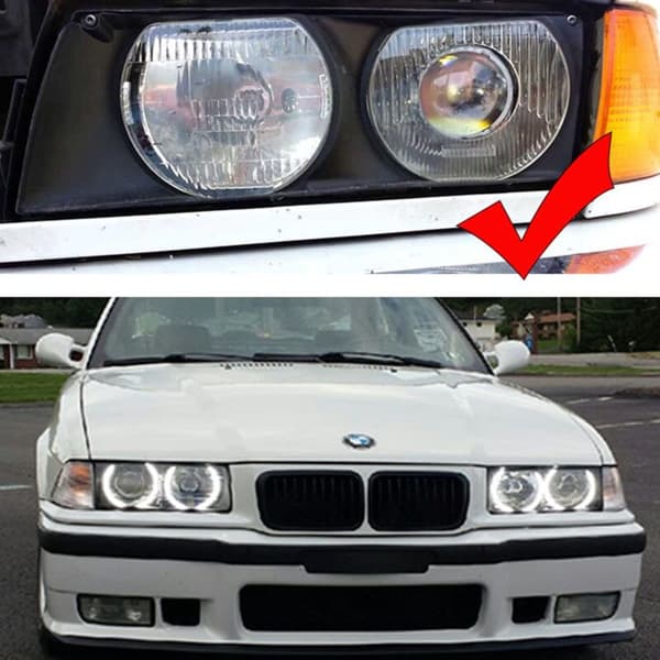 4 stk hvite CCFL LED-frontlys øyne Halo Ring DRL blinklys for E36 E46 E39 E38