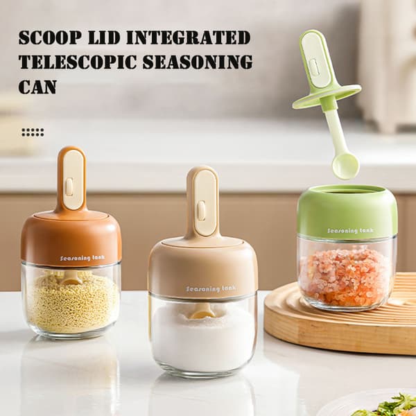 Spice Jar with Spoon Multifunctional Portable Spice Bottle for Kitchen Green Green