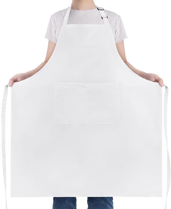 Forkle i Plus Size, Vanntett Polyester Med 2 Lommer Og Justerbar Halsstropp, Unisex For Matlaging Grilling Baking Arbeid, Hvit 35x38 Tommer