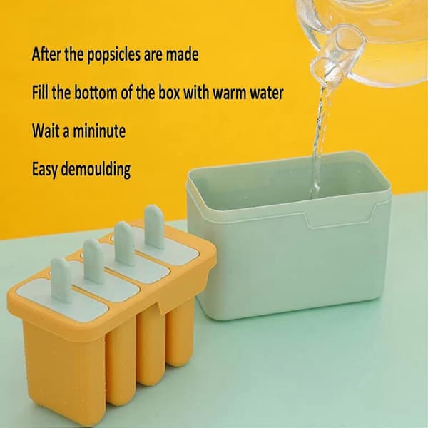Isformar med 8 genanvendelige pinde, ispindemaskiner, isform, isform, isforme med EASY-Release Box (Gul+Grøn)