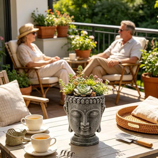 Hodeplanter i Buddha-design harpiks morsom -