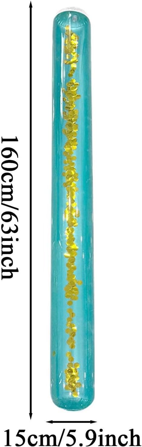 Uppblåsbar simnudel, stor PVC-simkropp med glitter blå - blau