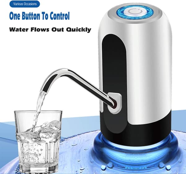 2-piece water dispenser with pump system and removable USB water pump for use with bottled water