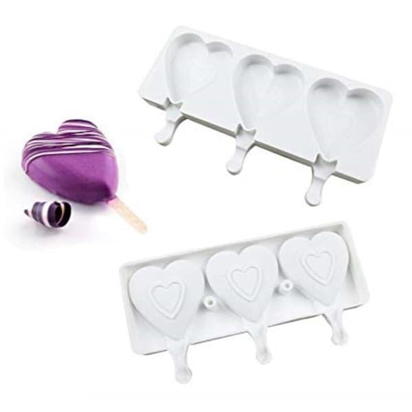 Hjerte Isform, Hjerte Ispind Silikoneform Isform 3 stk Is Vit white