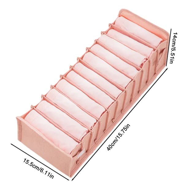 3X Underwear Storage Box, Washable Foldable Underwear Organizer, Storage Box for Bras, Socks, Panties (Pink)