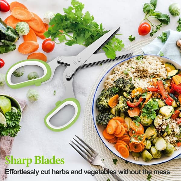 Upgraded Herb Scissors, Easy Herb Cutter with Sharp Stainless Steel Blades for Fresh Herbs, a Must-Have Kitchen and Cooking Gadget