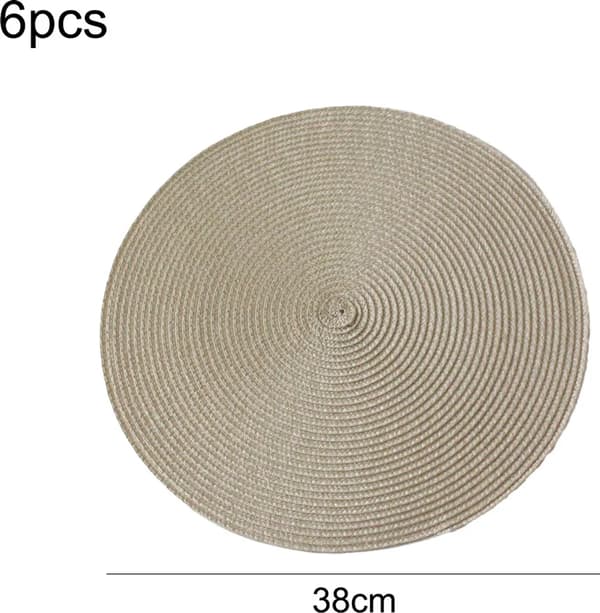 Pyöreät pöytätabletit ristikkäiskudoksella, 6 kpl:n setti (pyöreä), väri: beige