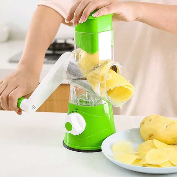 Multifunktionel roterende rivejern Bærbar manuel bordrive Højeffektiv foodprocessor Blå Blue