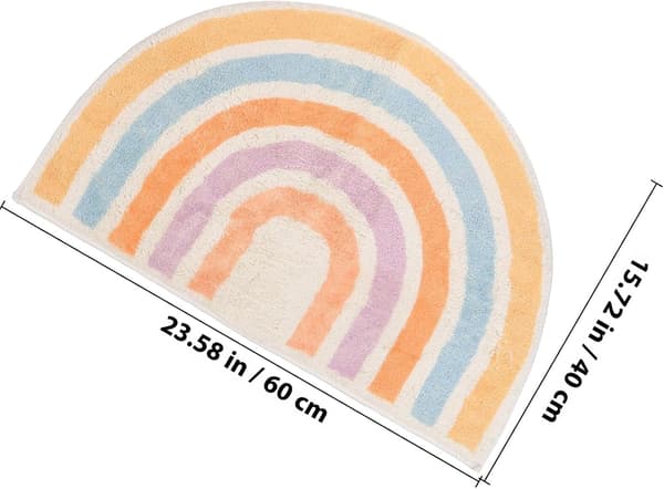 Dørmatte sklisikker i polyester til baderom med vannabsorberende søtt design halvrund regnbue-teppe til hjem og restauranter