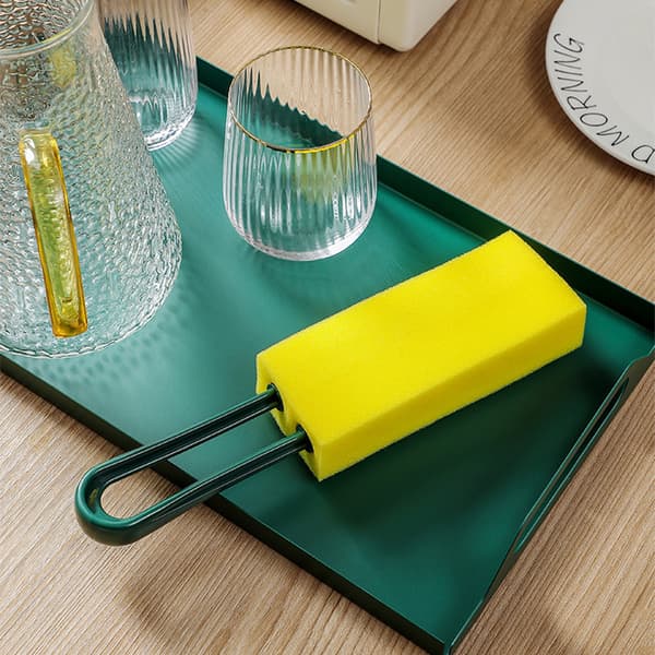 High-Density Sponge Cup Brush with Long Handle Reusable Water Bottle Brush Orange Orange