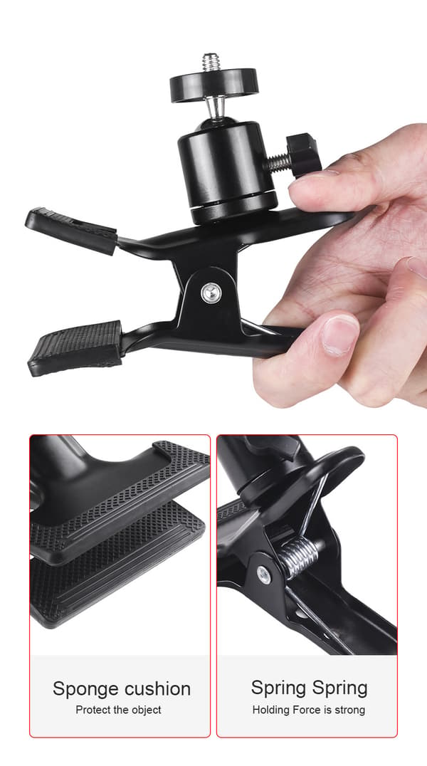 Metal Reflector Holder Clamp, Photo Studio Spring Clamp with 360°