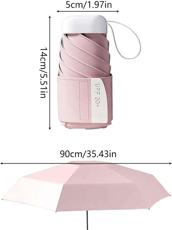 Lille paraply, solbeskyttelse, UV-beskyttelse, UPF 50+ rose - rose