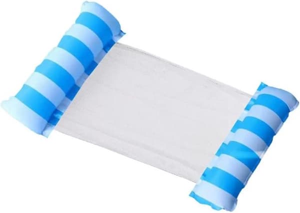 Inflatable Pool Hammock - Striped - Air Mattress - Water Hammock - Light Blue/White