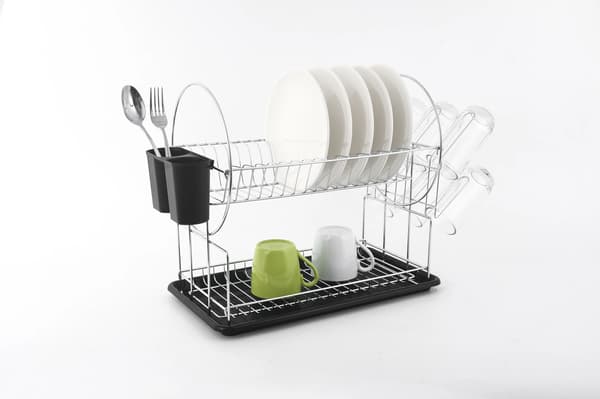 BASIC KITCHEN To-etasjes oppvaskstativ 51x23,5x36,5 cm, krom og svart