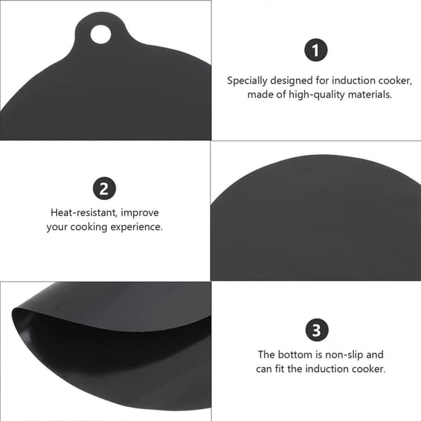 Non-slip pot holder, 4 pieces black, silicone induction hob protector, 22 cm kitchen utensil