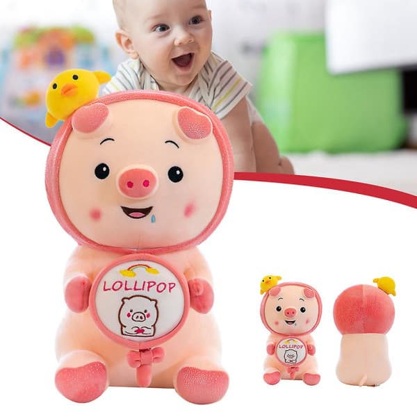 Lollipop Grå Plyschleksak med Q-version Gosedjur Sovkudde Leksak 45cm 45cm