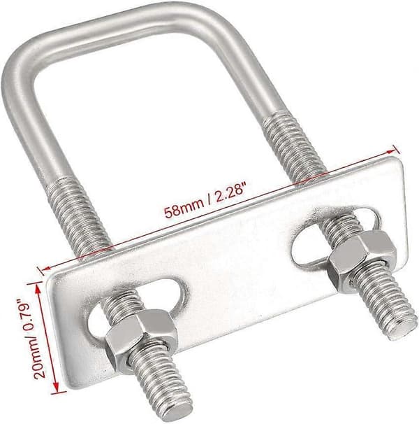 Fyrkantiga U-bultar 1-1/4 \" (30mm) Innerbredd 304 Rostfritt Stål M6 med Muttrar Ramremmar 3st