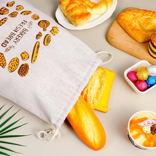 2 pcs Bread Bags for Homemade Bread, 38cm X 31cm Reusable Bread Bags with Lining and Drawstring Closure for Sourdough Bread Storage