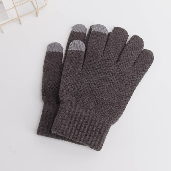 Vinter Touch Screen-Hansker Varme Ullfôrede Strikkede Hansker Elastisk Mansjett