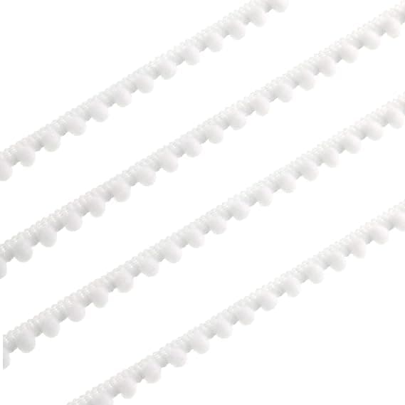 (Hvit, 20 meter) Mini Pom Pom Trim Ball Fringe - Bånd Sy Gratis