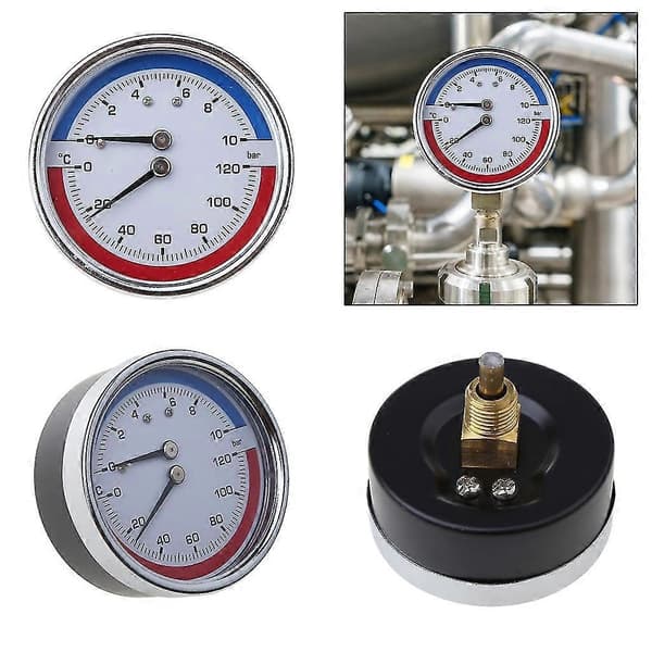 Termo-manometer Panna Temperatur & Tryckmätare 0-120 0-10 Bar Anslutning