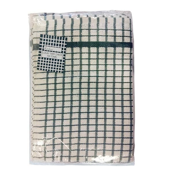Nr 50 Terry Check viskestykke grøn One Size One Colour One Colour One Colour One Size